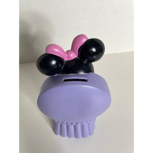 VINTAGE 1994 DISNEY MINNIE MOUSE COIN BANK W/PLUG PINK DRESS LIPSTICK JUST TOYS - Picture 4 of 6